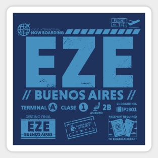 Vintage Buenos Aires EZE Airport Code Travel Day Retro Travel Tag B Magnet